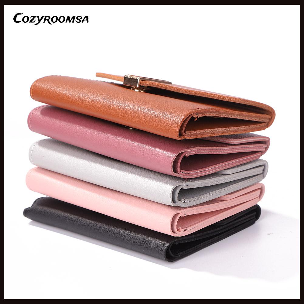 Ví da PU màu trơn thời trang đơn giản cho nữ
