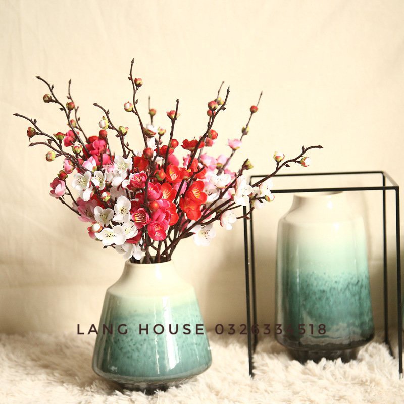 Hoa Giả Lụa - CÀNH HOA ĐÀO MINI LOẠI 1 TRANG TRÍ DECOR