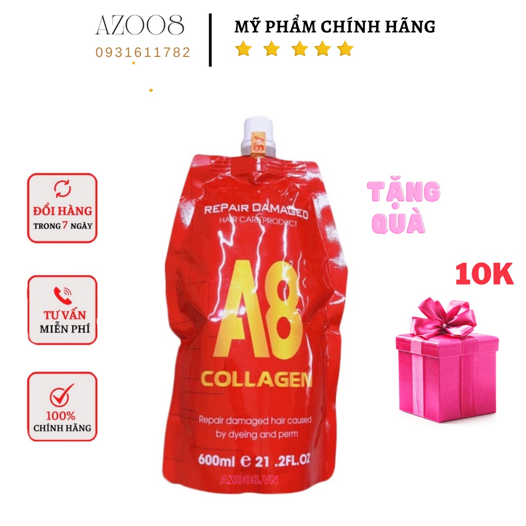 Kem ủ tóc, hấp phục hồi tóc hư tổn collagen A8 CAO CẤP AZ008 tặng nón trùm ủ tóc