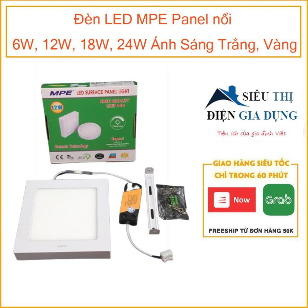 Đèn LED MPE Panel nổi series SSPL 6W, 12W, 18W, 24W Thân đèn vuông màu trắng – Ánh Sáng Trắng, Vàng