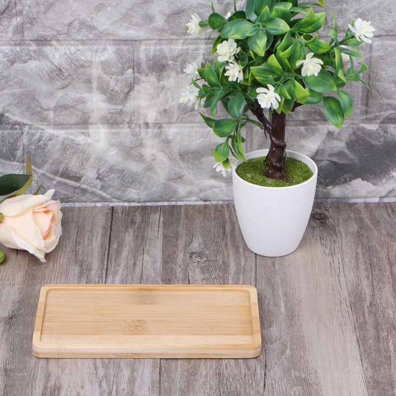 Giá đỡ chậu hoa hình chữ nhật bằng tre thiết kế đơn giản thanh lịch trang trí nhà cửa/ ban công tiện dụng