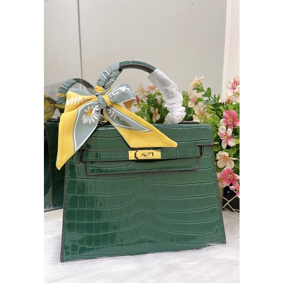 M6330 Túi xách HM KELLY da răn size 25 kèm khăn
