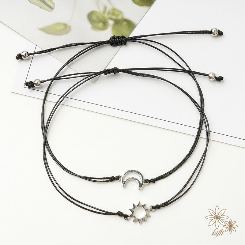 Set 2 Vòng Tay Mặt Hình Mặt Trăng Và Mặt Trời Có Thể Điều Chỉnh Kích Cỡ