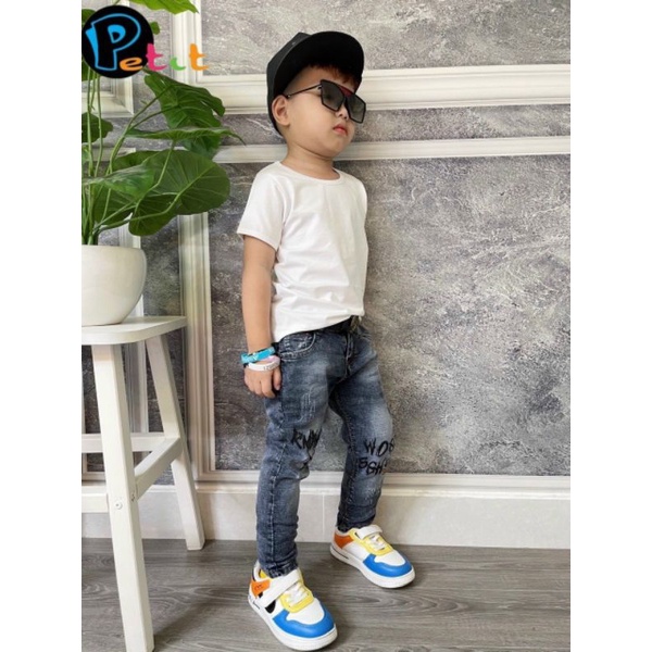 Quần jean petit dài bé trai cool ngầu pet036