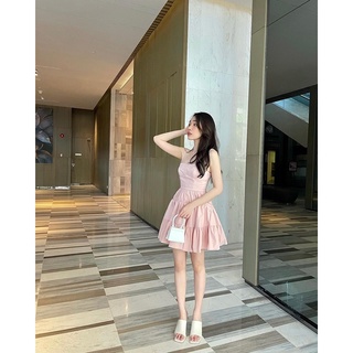đầm hồng pastel 2 dây