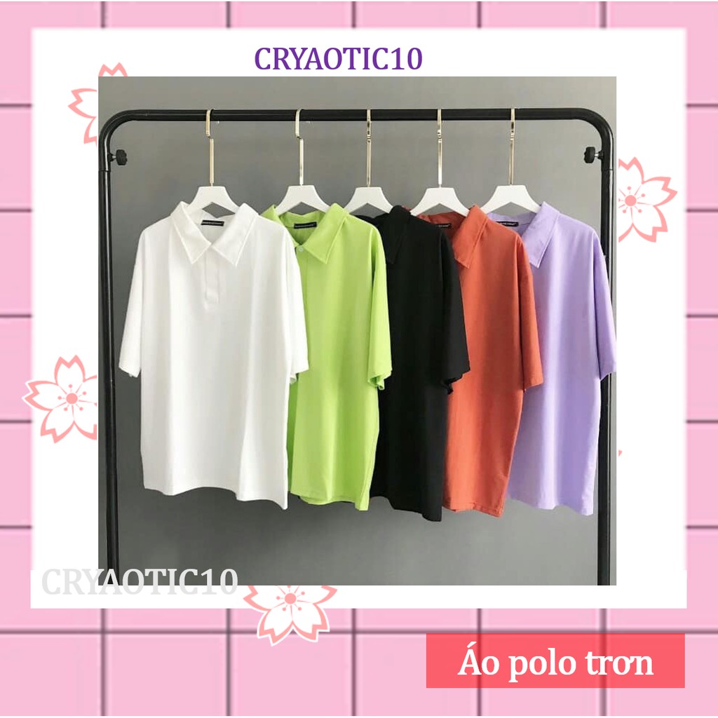 Áo polo có cổ basic trơn màu unisex