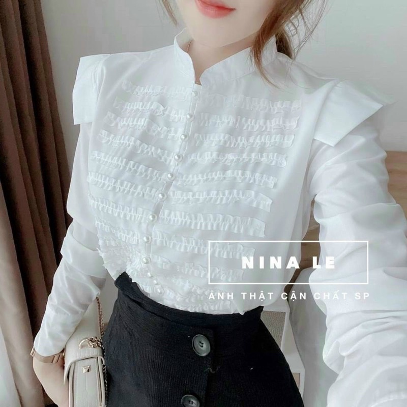 ÁO SƠ MI TRẮNG KIỂU HOÀNG GIA CHẤT ĐEP MS17981