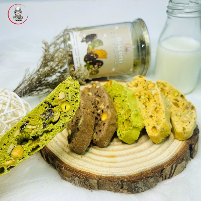 Bánh Biscotti nguyên cám mix 3 vị trà xanh vani cà phê ăn kiêng tăng cơ giảm cân, tiểu đường, eatclean TOFUDA BIS3VI250 | BigBuy360 - bigbuy360.vn