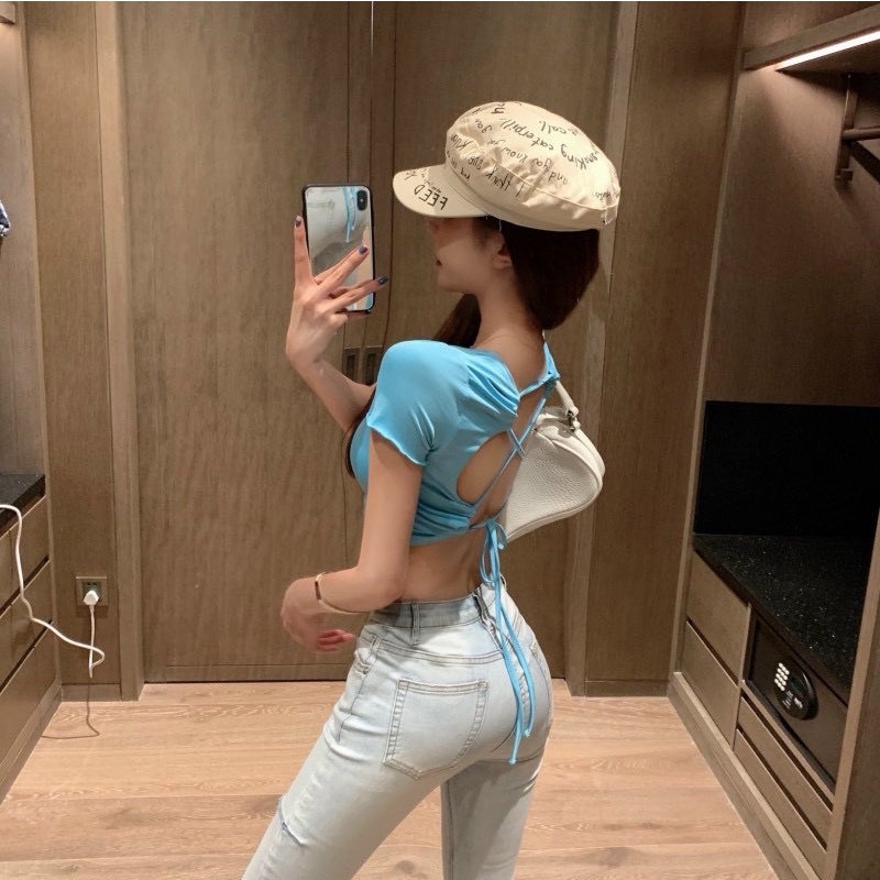 Bán sỉ ÁO CROPTOP ĐAN DÂY EO CỰC HOT XINH LẮM H20