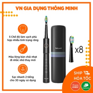 [Có bảo hành] [Chính hãng] Bàn chải đánh răng điện FAIRYWILL E11 - Công nghệ làm sạch bằng sóng siêu âm - 8 đầu thay thế