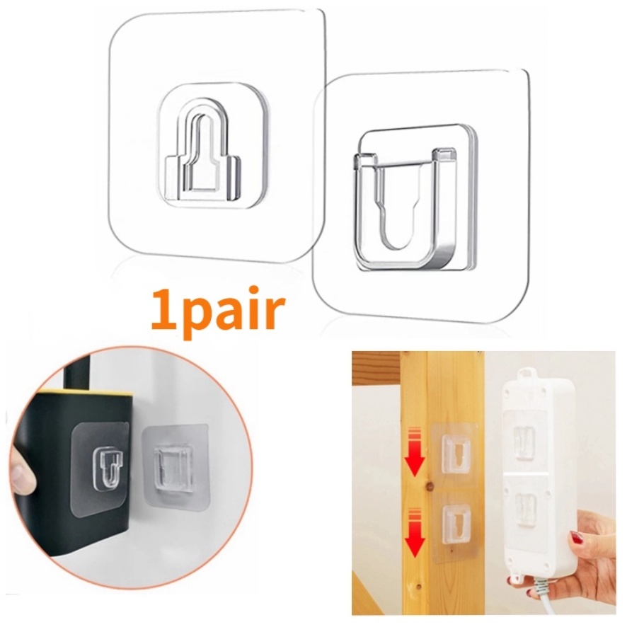 1 Cặp Móc Treo Đồ Dán Tường Trong Suốt Hai Mặt Có Giác Hút Chắc Chắn