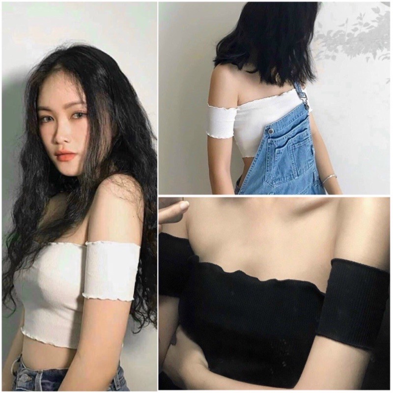 🍓🍓Áo Thun Croptop Bẹt Vai Tay Ngắn Form Ôm Màu Trơn Quyến Rũ, Mát Mẻ Cho Mùa Hè🍓🍓