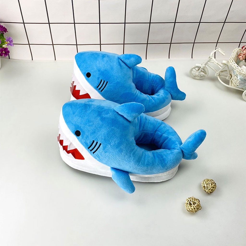 Dép Bông Đi Trong Nhà Hình Cá Mập Giữ Ấm Vui Nhộn Cho Cặp Đôi