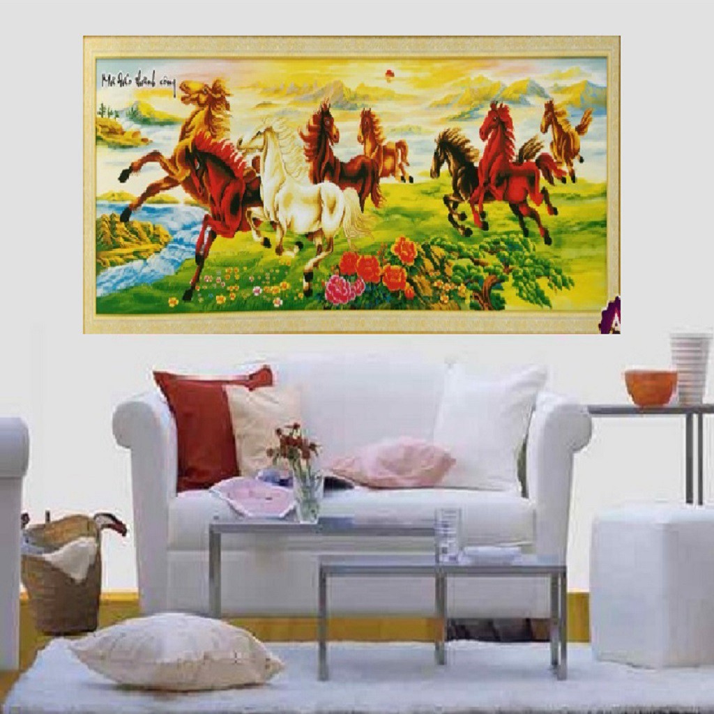 ❤FLASH SALE❤ TRANH ĐÍNH ĐÁ MÃ ĐÁO THÀNH CÔNG KHỔ LỚN KT 220*75CM TRANH CHỨA ĐÍNH DF140