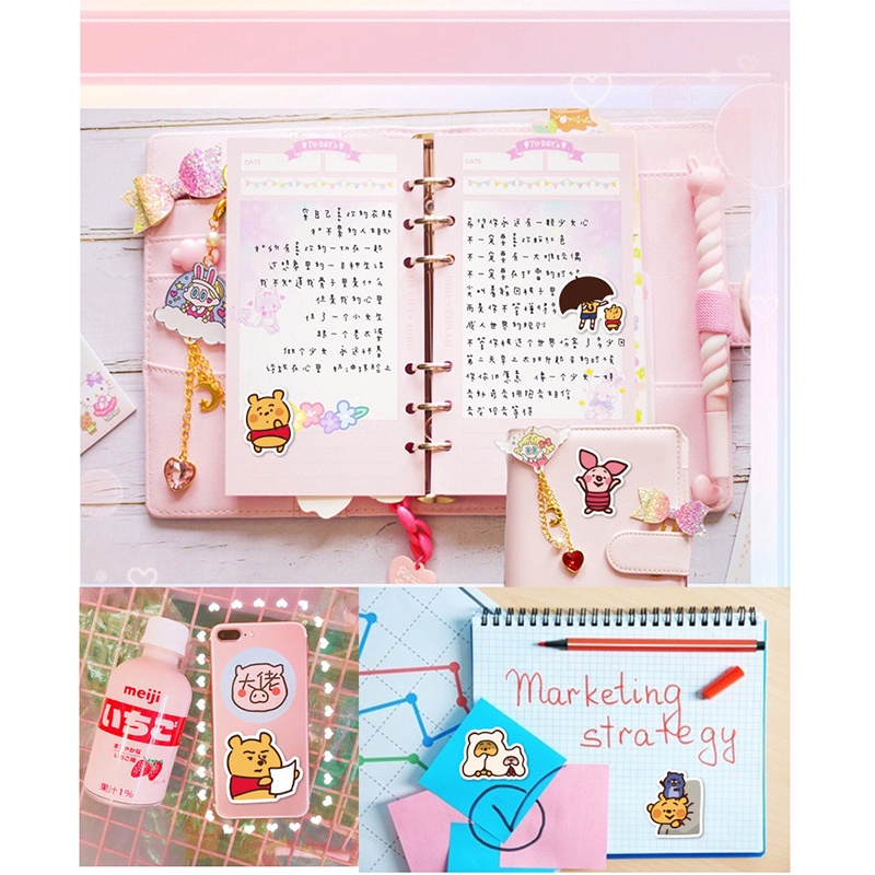 Bộ 40 miếng dán trang trí hình gấu hoạt hình đáng yêu