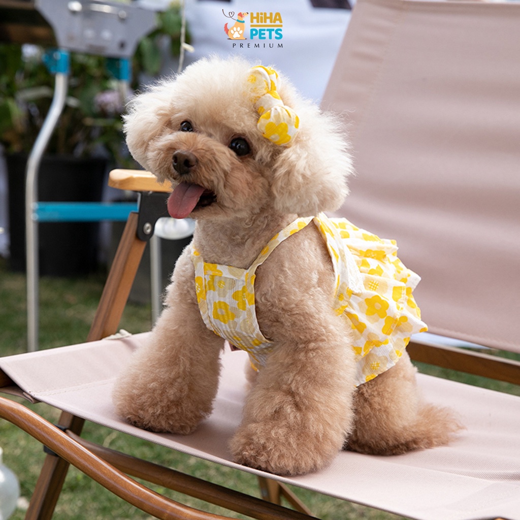 Váy Đầm Có Kẹp Tóc Đi Kèm Dành Cho Cún Mèo Quần Áo Thú Cưng Thời Trang Cao Cấp Hàn Quốc Hihapet.