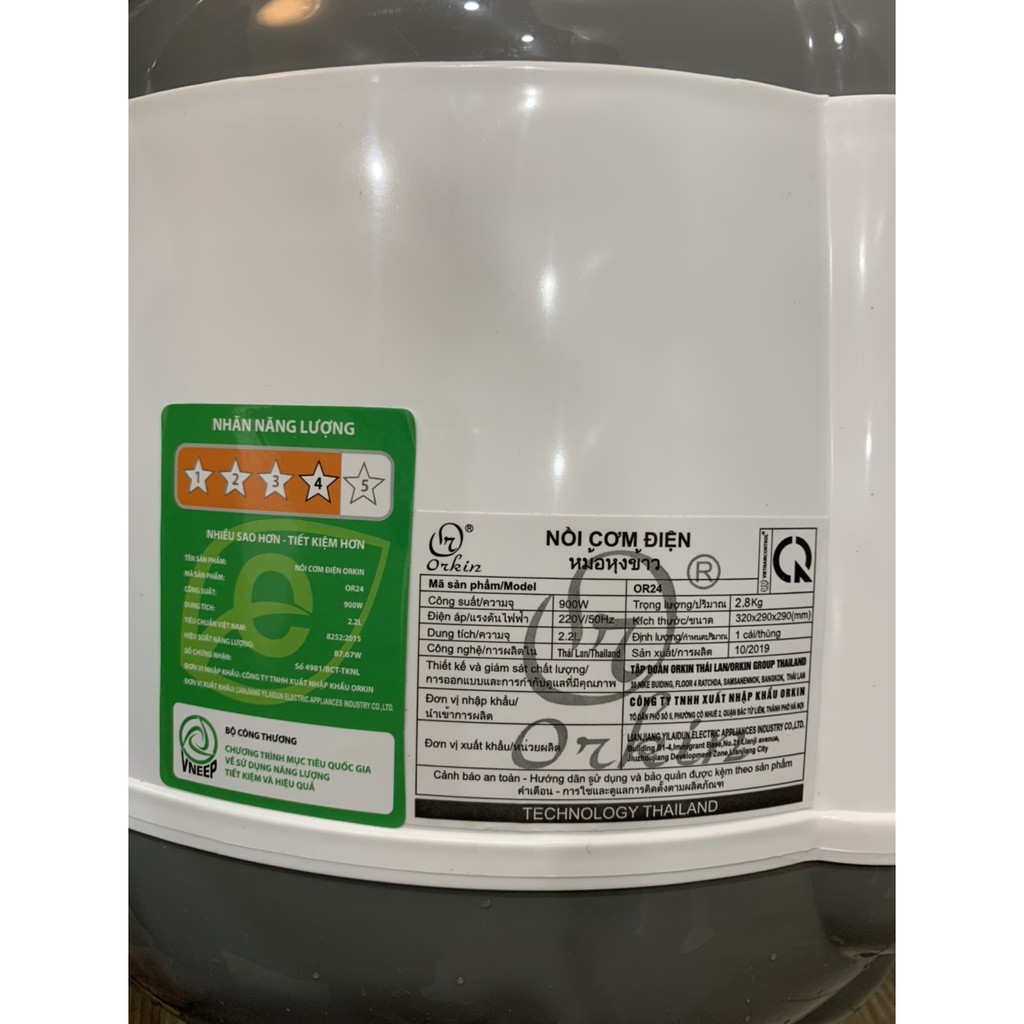 Nồi cơm điện Thái lan Orkin OR24, 2.2 lít, bảo hành 12 tháng chính hãng | BigBuy360 - bigbuy360.vn