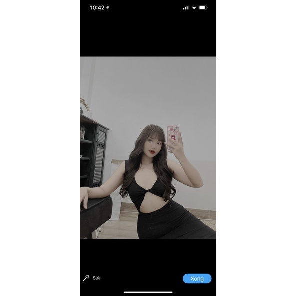 Đầm ôm body sát nách xoắn sau lưng xẻ tà siêu sexy