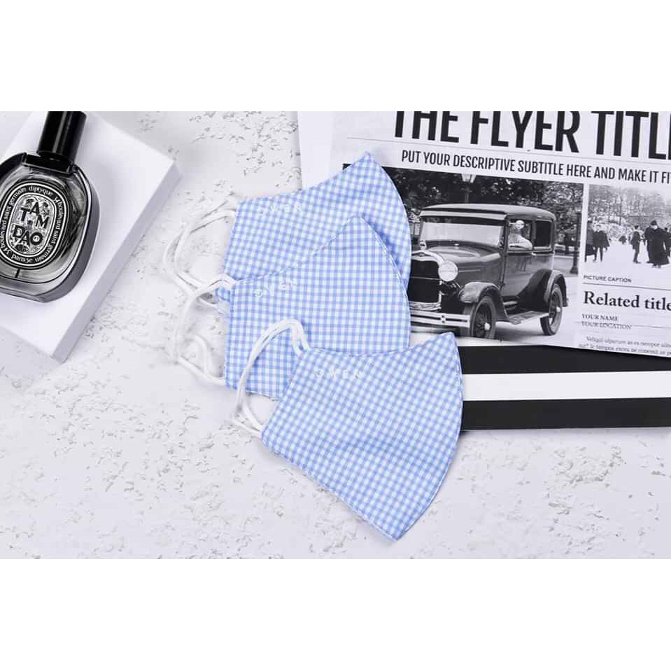 Khẩu trang vải kháng khuẩn Owen KTIN2LOP1 TÁI SỬ DỤNG THÂN THIỆN VỚI MÔI TRƯỜNG-xanh caro nhạt