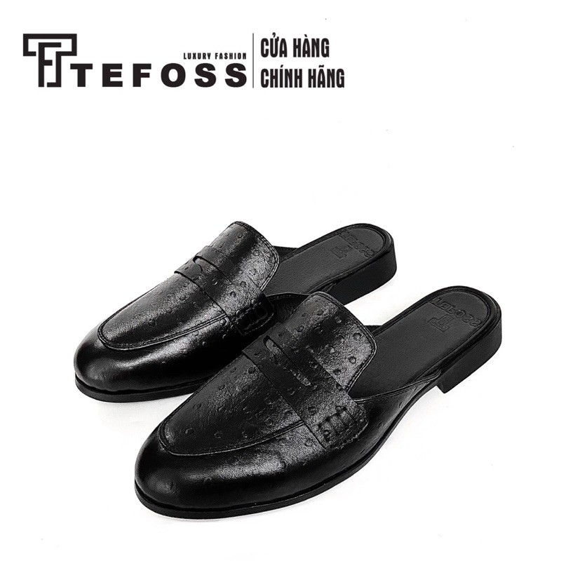 Giày sục nam da bò TEFOSS HT01 in vân đà điểu size 37-43