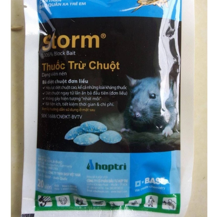 Thuốc Diệt Chuột Storm loại gói lớn 20 viên CHỐNG ĐÔNG MÁU Sản phẩm của BASF (CHLB ĐỨC)