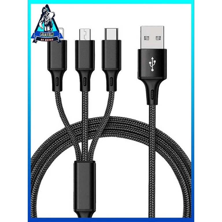 Cáp nối dài di động cho ô tô sạc nhanh 2.1A Cáp dữ liệu ba trong một
