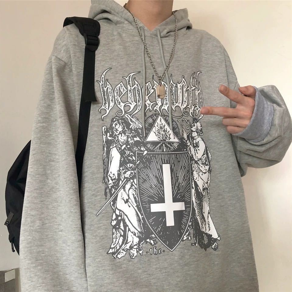 Áo hoodie nỉ dày dặn dáng rộng in họa tiết phong cách hip hop thời trang Hàn Quốc thích hợp cho nam size m-5xl