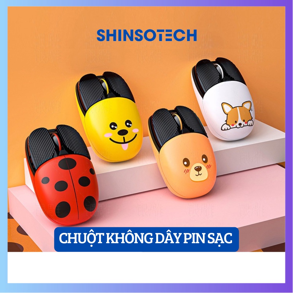 Chuột không dây pin sạc SHINSOTECH A10 ngoại hình dễ thương nhiều màu sắc phù hợp văn phòng học tập siêu tiết kiệm pin