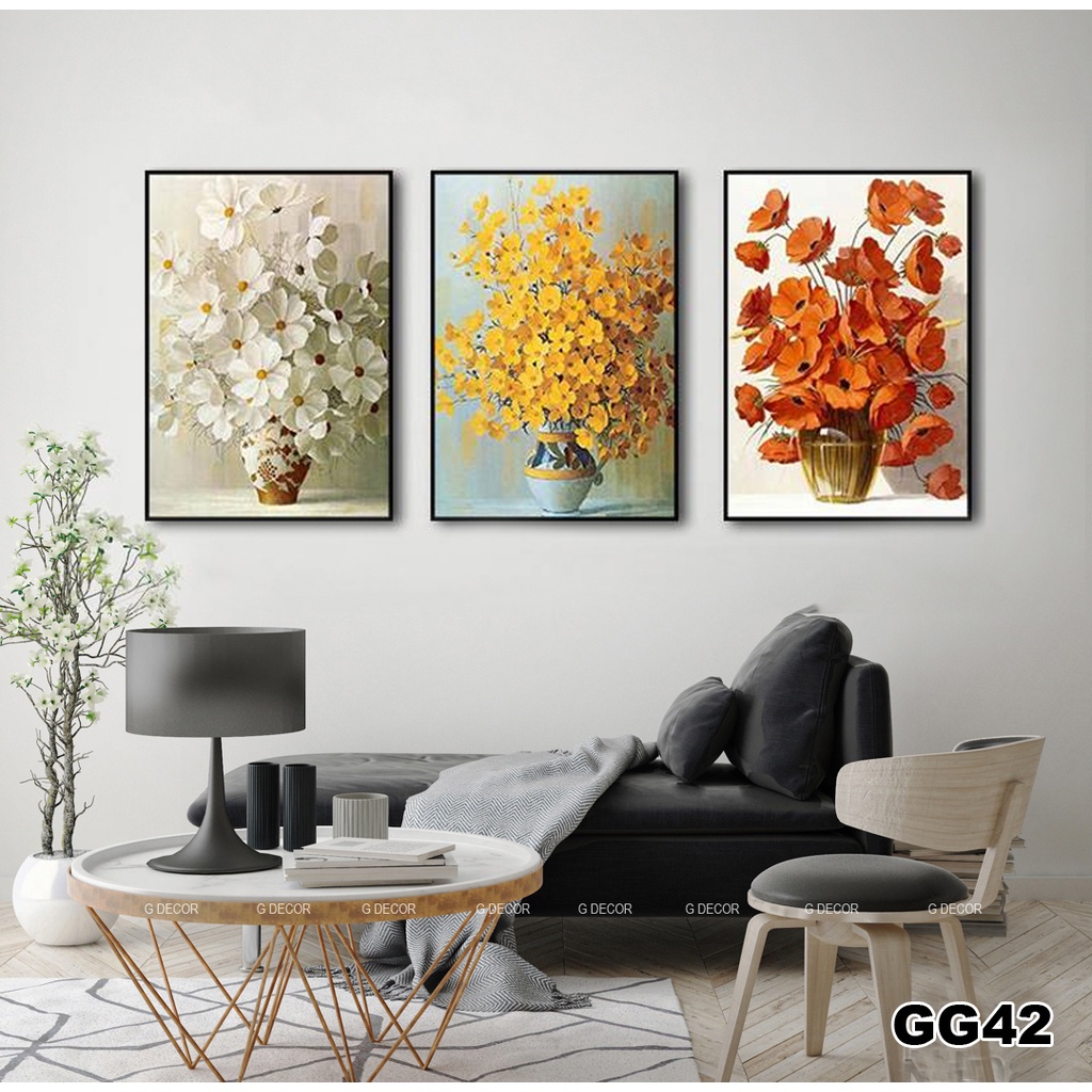 Tranh treo tường canvas 3 bức phong cách hiện đại Bắc Âu 208,tranh trìu tượng trang trí phòng khách, phòng ngủ, phòng ăn