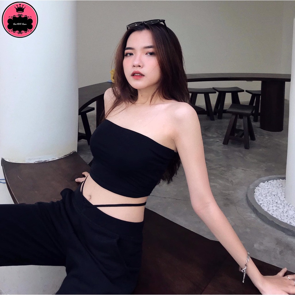 Áo Croptop Không Dây Không Tay Ôm Dáng Màu Trắng Đen Freesize Dưới 55kg "ÁO QUÂY" | BigBuy360 - bigbuy360.vn