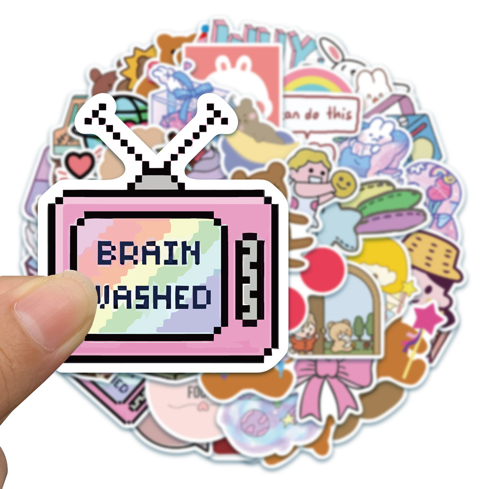 Bộ 50 Sticker Hoạt Hình Xinh Xắn Theo Phong Cách Hàn Quốc