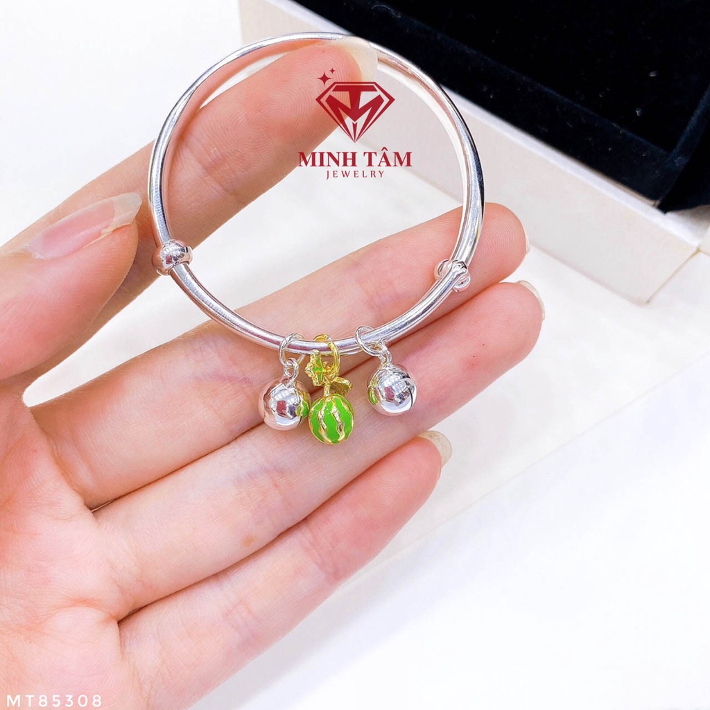 Vòng tay bạc quả xi vàng cùng chuông bạc cho bé Minh Tâm Jewelry