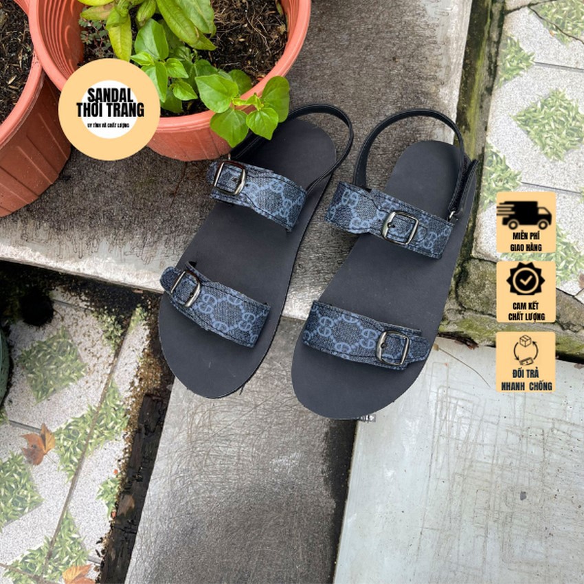 Dép quai hậu nữ nam , SANDALTHOITRANG sandal nữ đi học 2 dây đế đen full size 30-44