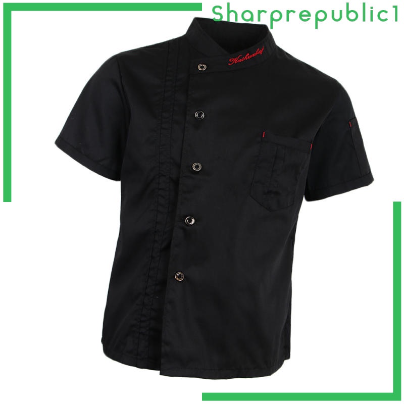 Áo đồng phục đầu bếp tay ngắn màu trắng thời trang cho nam và nữ | BigBuy360 - bigbuy360.vn