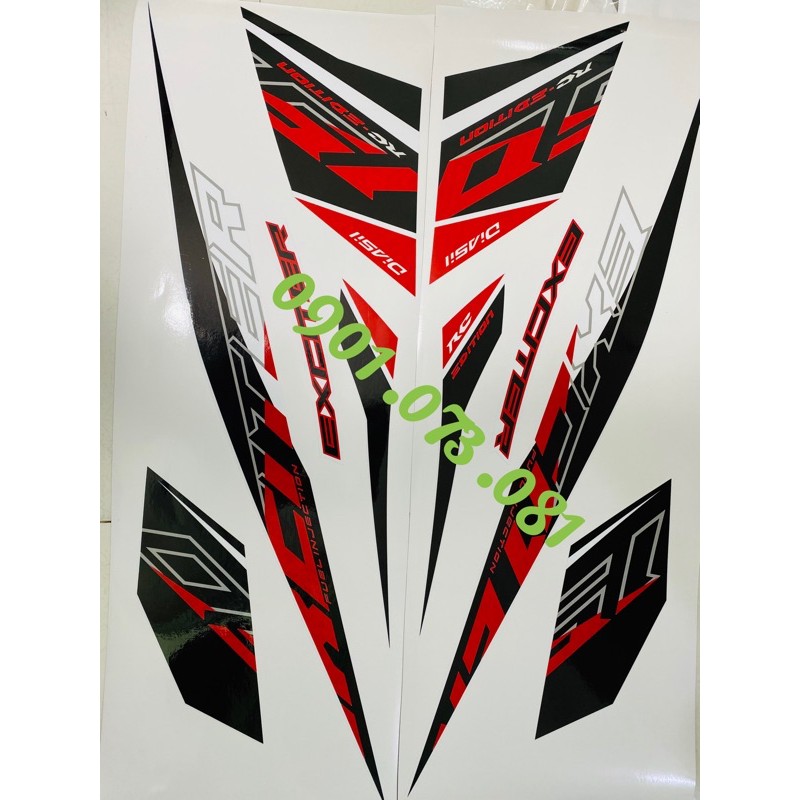 Tem uv ép nhiệt mẫu exciter 2020 màu trắng ( xe trắng)