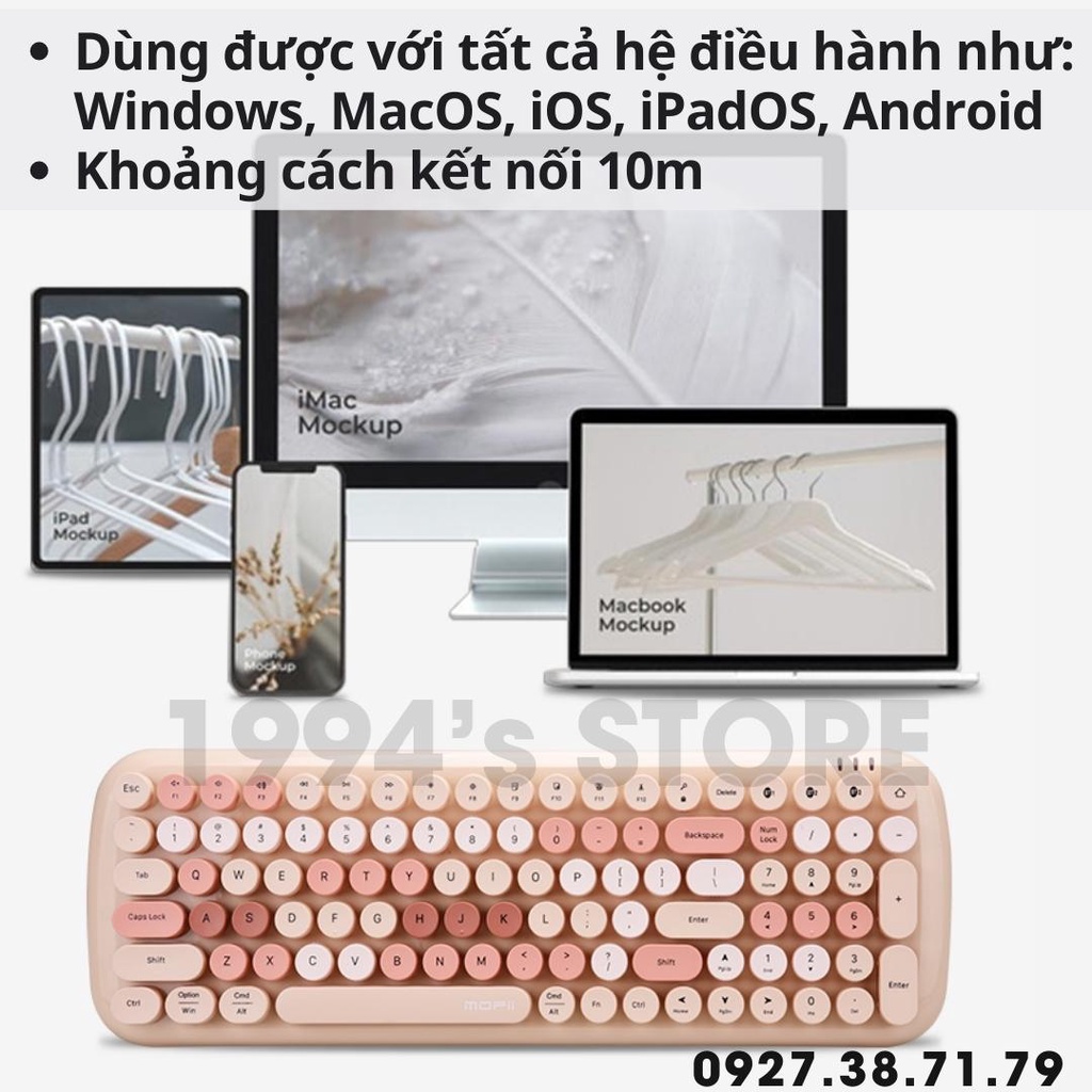 (CÓ SẴN) Combo bàn phím và chuột không dây MoFii Candy Bluetooth giả cơ màu dễ thương, dùng cho laptop, tivi ipad