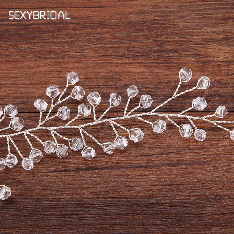 Phụ kiện gắn trang trí tóc cô dâu kết pha lê lấp lánh thanh lịch