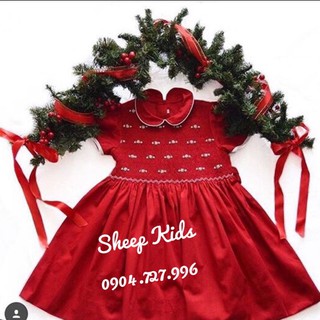 [ SMOCK DRESS] váy đỏ ngắn tay dành cho bé gái