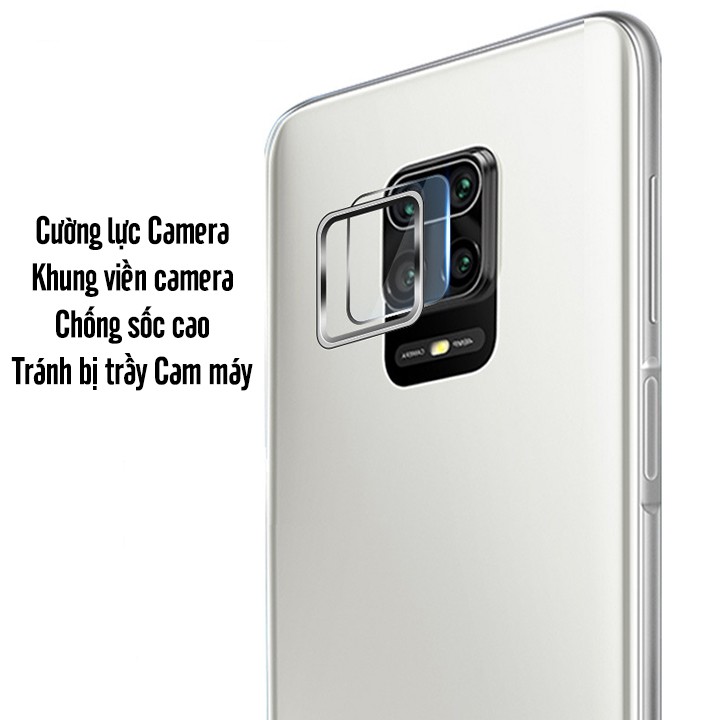 Bộ bảo vệ Camera Xiaomi Redmi Note 9S Cường Lực CAMERA + Khung viền Nhôm CAMERA