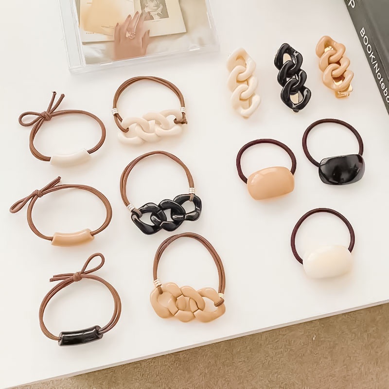 Dây buộc tóc cao su co giãn mặt hình học phong cách Hàn Quốc sành điệu cho nữ