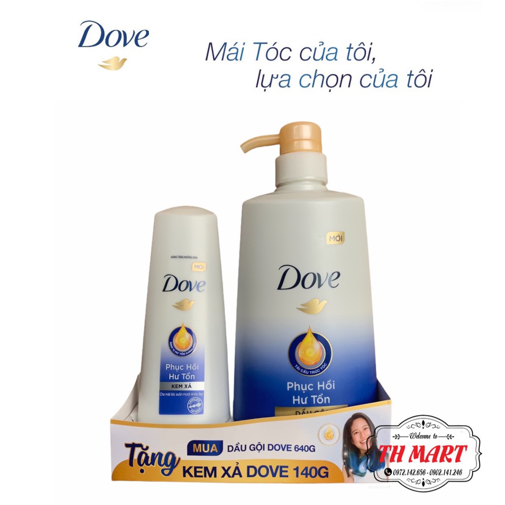 Dầu Gội Đầu Dove Phục Hồi Hư Tổn Chai 640G ( Tặng )