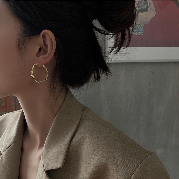 Khuyên Tai Hình Lục Giác Phong Cách vintage Hàn Quốc Cho Nữ