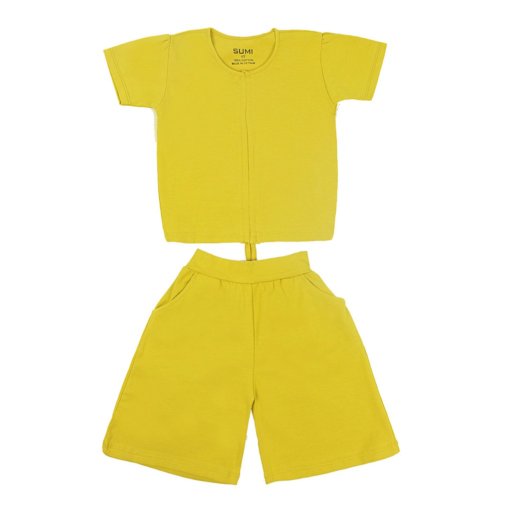 Đồ Bộ Bé Gái Thun Lửng Trơn Phối Dây Ống Suông Xinh Xắn Màu Vàng Cho Bé Từ 5-14 Tuổi 