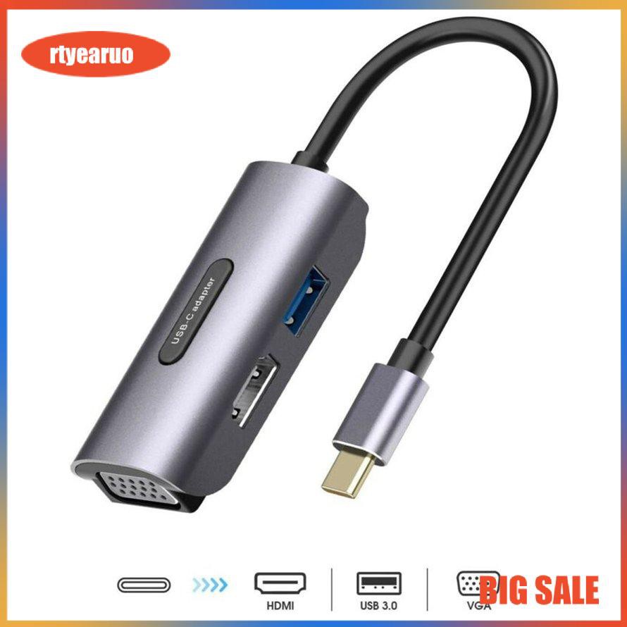 4K UHD 1080P 3-in-1 Type C To VGA HDMI Adapter Thunderbolt 3 For MacBook