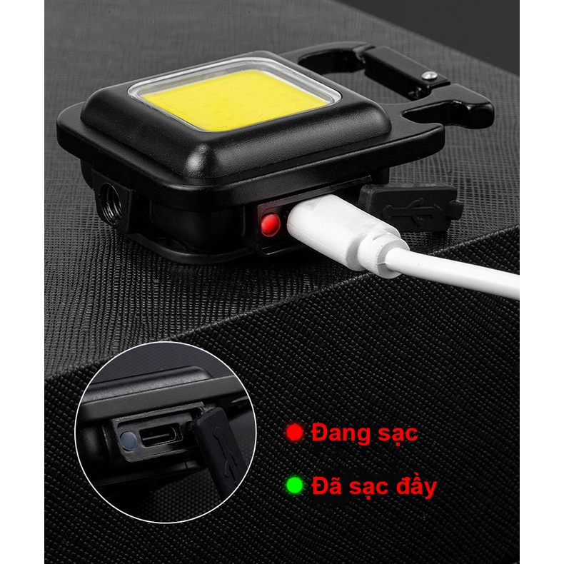 Đèn LED MINI, Đèn LED COB khẩn cấp 3 chế độ sáng hút từ tính, sạc USB Type C, 800Lumens có móc khóa đa năng chống nước
