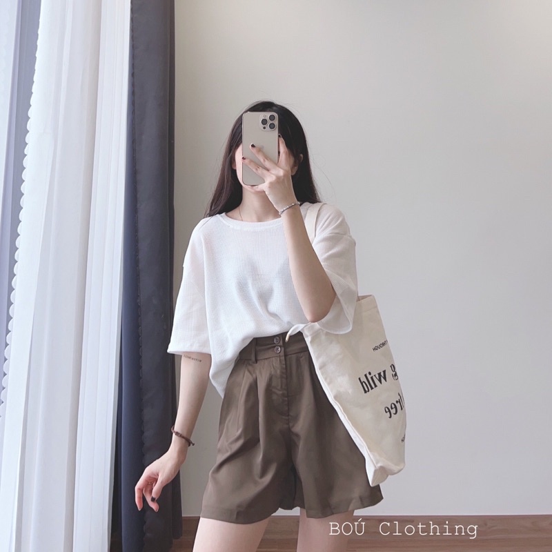 Quần short nữ trơn 2 nút kaki mềm 8618 (ảnh thật)