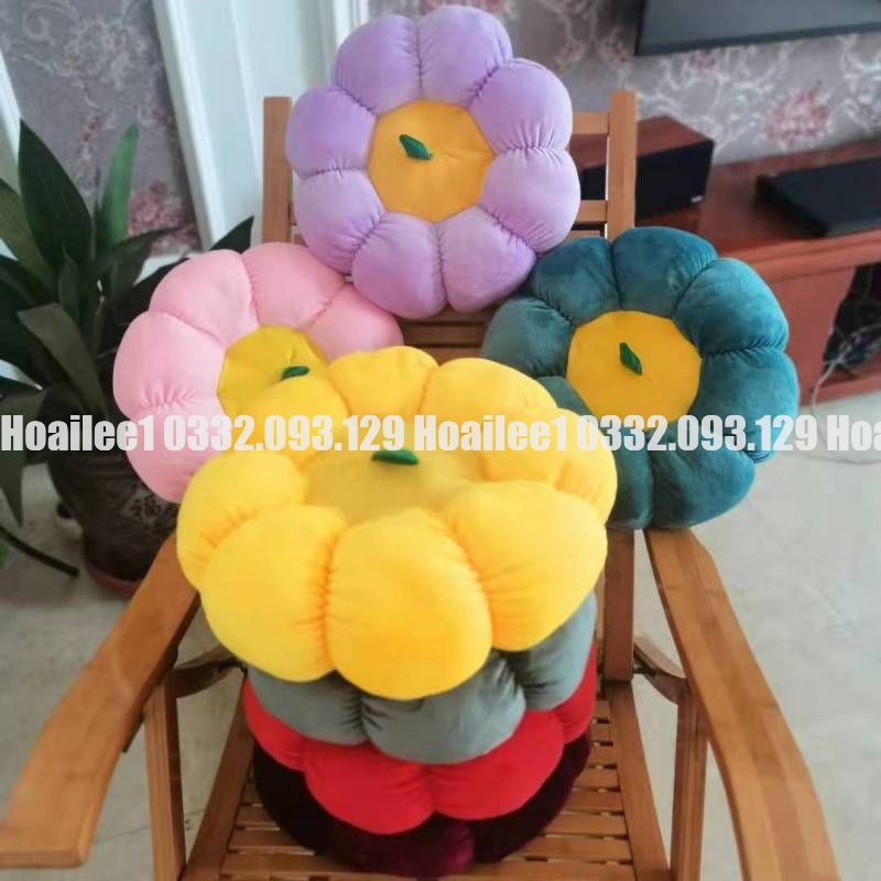 [Hàng sẵn] Gối tựa lưng sofa đệm tròn ngồi bệt hình bí ngô bánh xe sang chảnh, vải nhung cao cấp