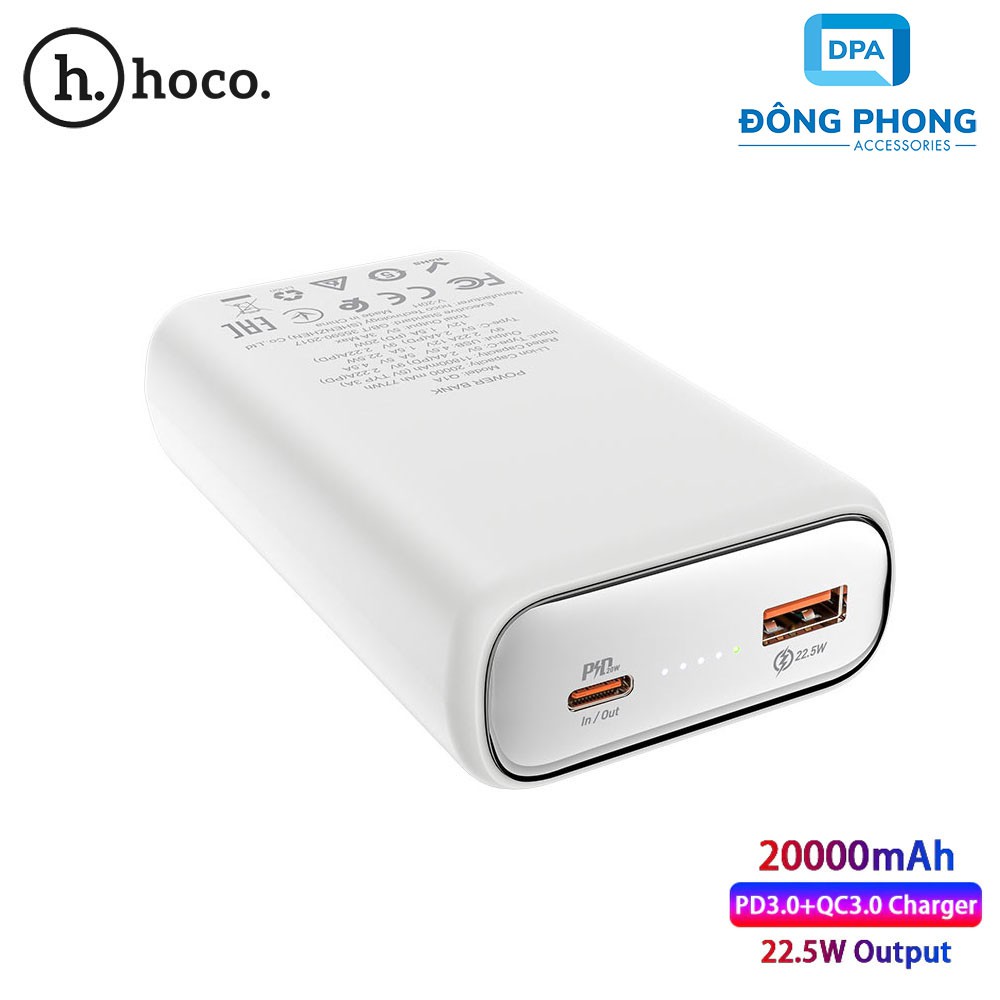 Pin Dự Phòng Hoco 20000mAh Q1A Chính Hãng Sạc Nhanh PD 22.5W, Quick Charge 3.0