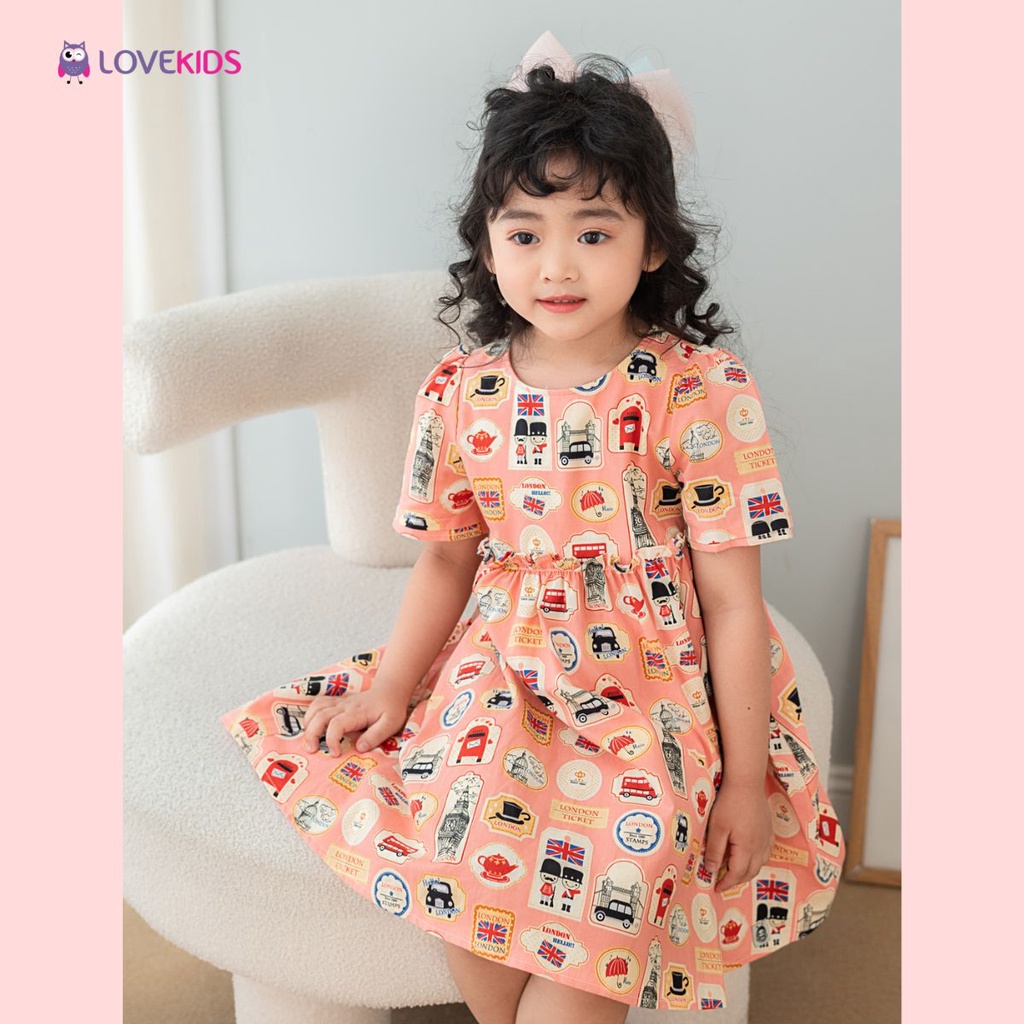 Đầm bé gái hoạ tiết city chất cotton mềm mại - Lovekids