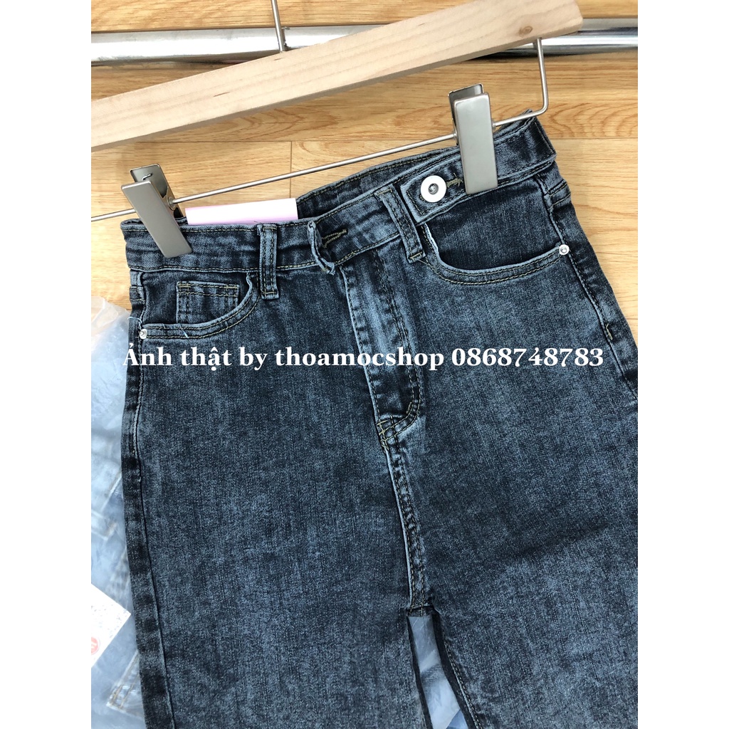 Quần jeans lửng cạp cao - hàng QC